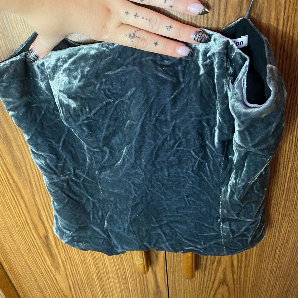Reformation Georgia Velvet Strapless Tube Top Women 4 Grey Ruched Back Top